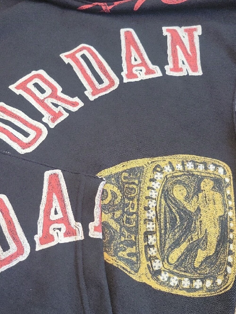 JORDAN Black Hoodie with Red 23 & Gold Ring Graphics - Picture 3 of 10